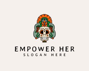 Mexican Floral Skull  logo design