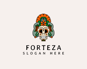 Mexican Floral Skull  logo design