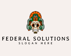 Mexican Floral Skull  logo design