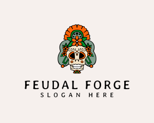 Mexican Floral Skull  logo design