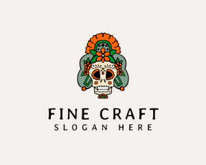 Mexican Floral Skull  logo design