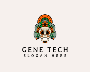 Mexican Floral Skull  logo design