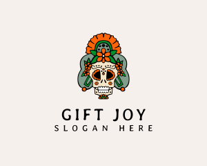 Mexican Floral Skull  logo design