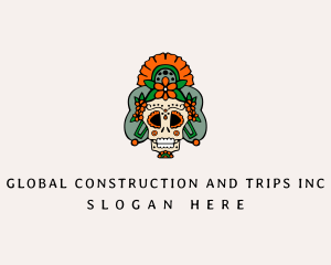 Mexican Floral Skull  logo design