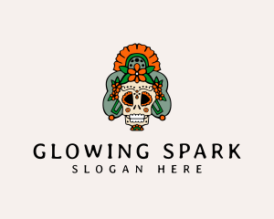 Mexican Floral Skull  logo design