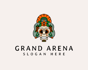 Mexican Floral Skull  logo design