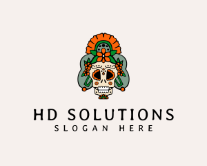 Mexican Floral Skull  logo design