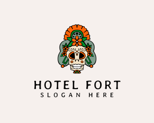 Mexican Floral Skull  logo design