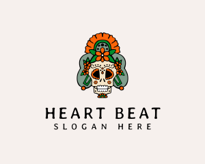 Mexican Floral Skull  logo design