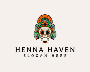 Mexican Floral Skull  logo design