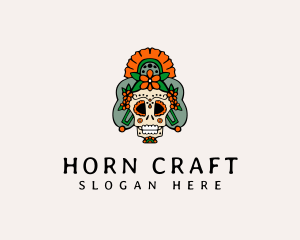 Mexican Floral Skull  logo design