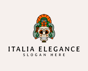 Mexican Floral Skull  logo design