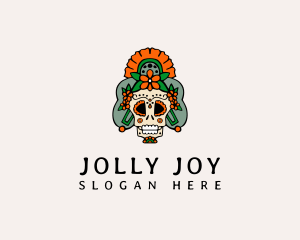 Mexican Floral Skull  logo design