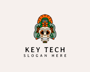 Mexican Floral Skull  logo design