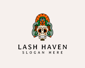 Mexican Floral Skull  logo design