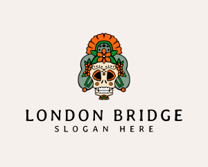 Mexican Floral Skull  logo design