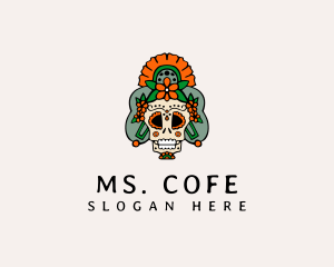 Mexican Floral Skull  logo design