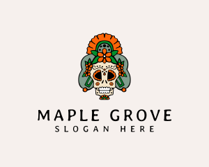 Mexican Floral Skull  logo design