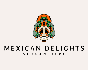 Mexican Floral Skull  logo design