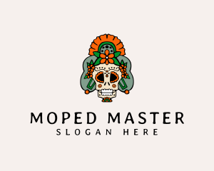 Mexican Floral Skull  logo design