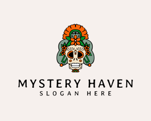 Mexican Floral Skull  logo design