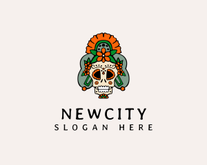 Mexican Floral Skull  logo design