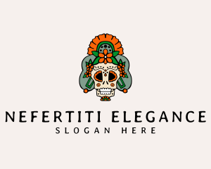 Mexican Floral Skull  logo design