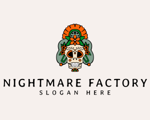 Mexican Floral Skull  logo design