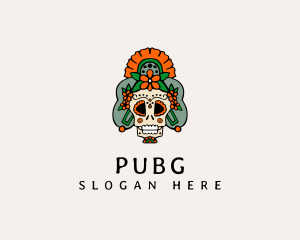 Muerte - Mexican Floral Skull logo design