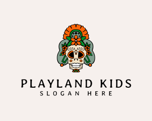 Mexican Floral Skull  logo design