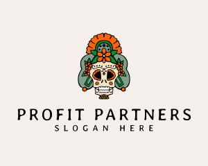 Mexican Floral Skull  logo design