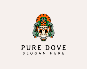 Mexican Floral Skull  logo design