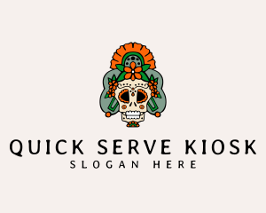 Mexican Floral Skull  logo design