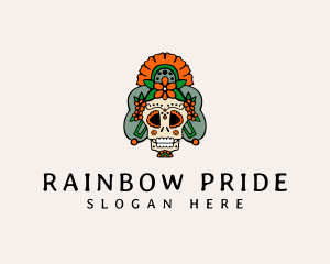 Mexican Floral Skull  logo design