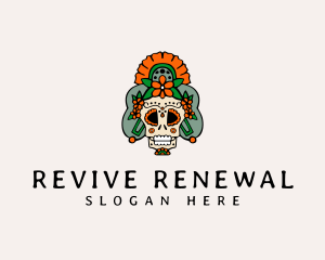 Mexican Floral Skull  logo design