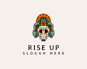 Mexican Floral Skull  logo design