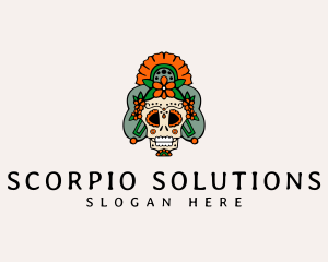 Mexican Floral Skull  logo design