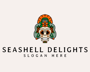 Mexican Floral Skull  logo design