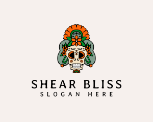 Mexican Floral Skull  logo design