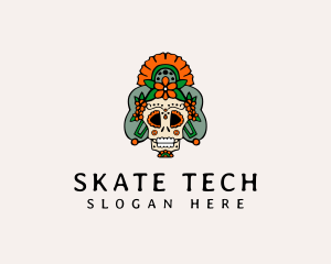 Mexican Floral Skull  logo design