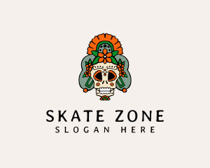 Mexican Floral Skull  logo design