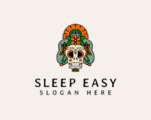 Mexican Floral Skull  logo design