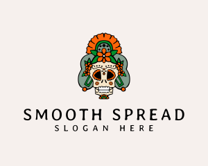 Mexican Floral Skull  logo design