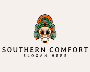 Mexican Floral Skull  logo design