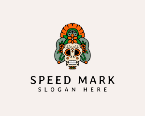 Mexican Floral Skull  logo design