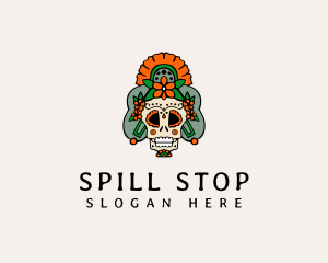 Mexican Floral Skull  logo design