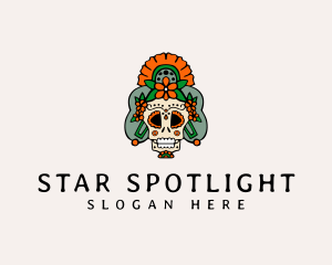 Mexican Floral Skull  logo design