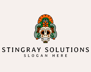 Mexican Floral Skull  logo design