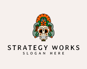 Mexican Floral Skull  logo design