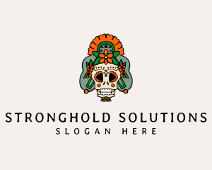 Mexican Floral Skull  logo design